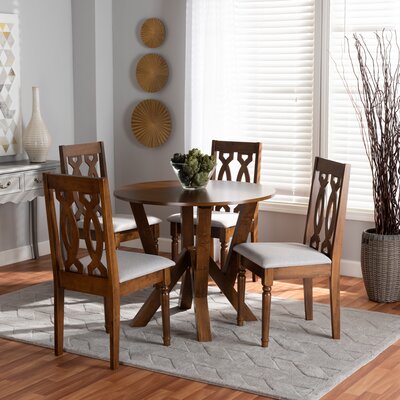 Bornier 5 - Piece Ruberwood Solid Wood Dining Set -  Red Barrel StudioÂ®, 30F0AA6BA1F64046B90EB6AF45D7B991