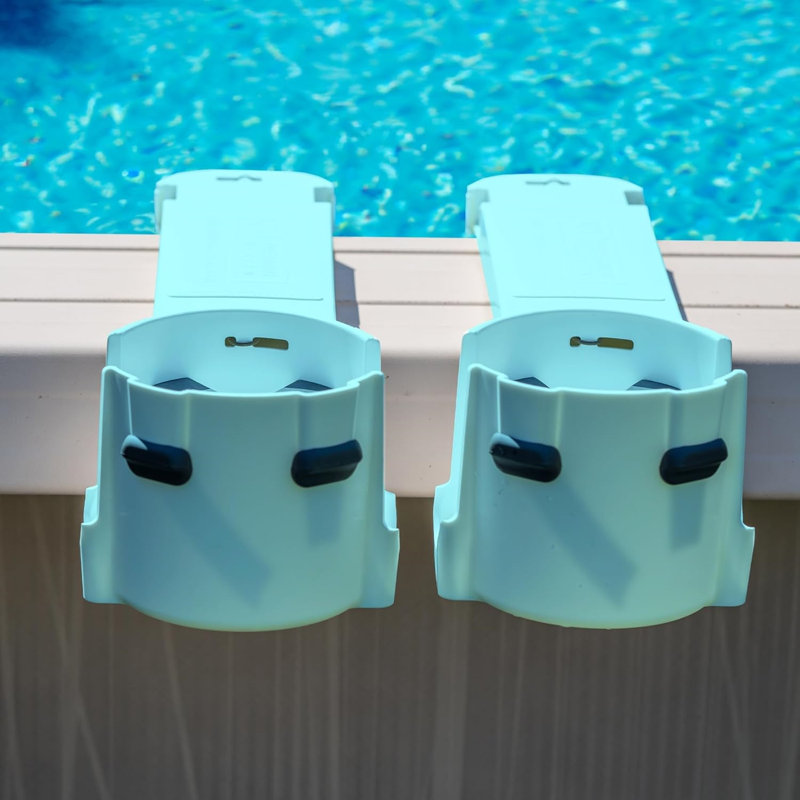 Paquet de 2 porte-gobelets pour piscine hors-terre, réglables, résistants aux rayons UV, bleus