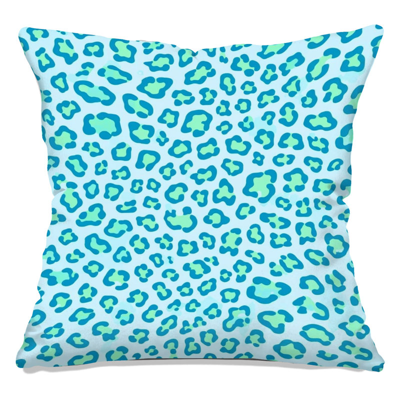 Coussins décoratifs double face à motif léopard, 26 x 26 inches, Light Blue Medium Green