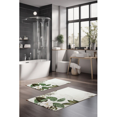 Eakly Luxury Bathmat Set (2 Pieces), 100% Polyester, 16.0 x 23.6 inches & 23.6 x 39.4 inches | Non-Slip Antibacterial Design, 0.3 in Pile Height | Machine Washable, Durable & Easy to Clean | Ideal for Bathroom Décor
