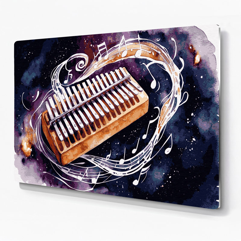 «Music Kalimba», art mural en métal mauve, H 11 po x l 14 po