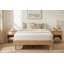 Cadre de lit double plateforme avec sommier à lattes en bois, format standard, design moderne du milieu du siècle, fini bois naturel, aucun sommier requis