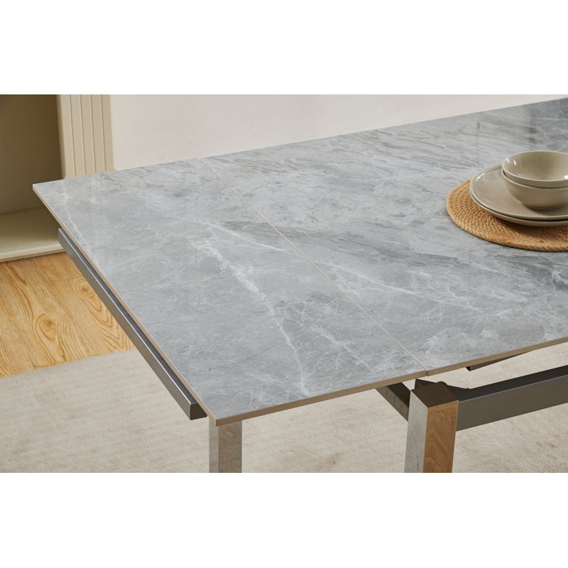 Piccolo Grey Sintered Stone Dining Table + 4  Modalux Chairs , White