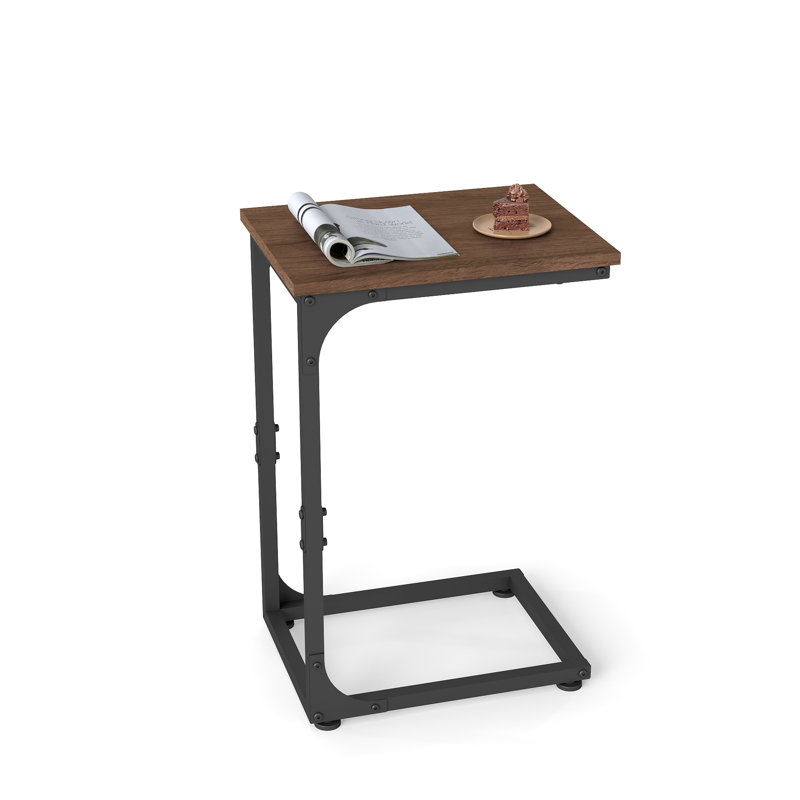 C-Shaped End Table, Brown Wood/Black, Individual