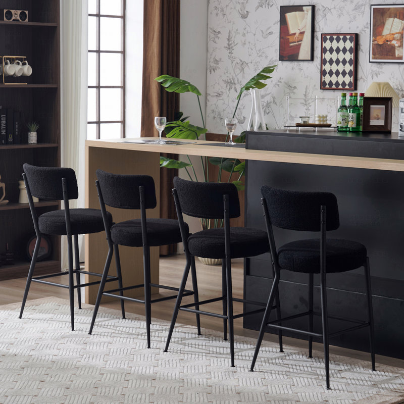 Ensemble de 2 tabourets de bar rembourrés en tissu Modern Teddy
