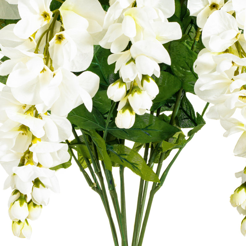 19" H Polyester Artificial Wisteria Bush with Flexible Stems, Bushes and Sprays, White