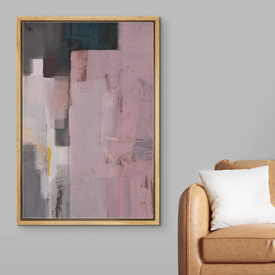 Mid Century Shape " Pink, Grey And Dark Geometric Strokes "