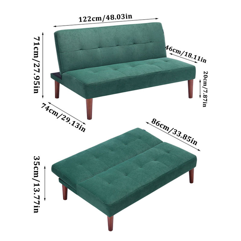2 Seater Sofa Bed, Green