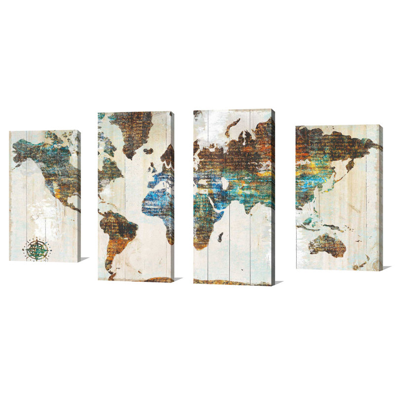"World of Wonders", ensemble de 4 reproductions sur toile, H 38 po x l 72 po x P 1,5 po
