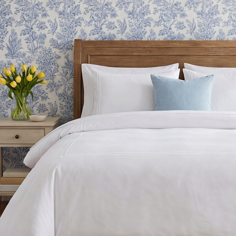 Azalia Traditional Duvet Cover, Full/Queen, Blue