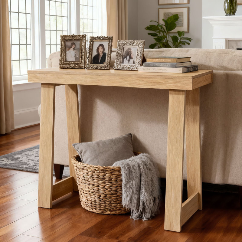 36 in Console Table, Modern Desk Behind the Couch, Wooden Rectangle Entrance Desk, Narrow Long Sofa Table Accent Stand, Ideal for Hallway, Bedroom, Living Room, Foyer, Easy Assembly, Burlywood