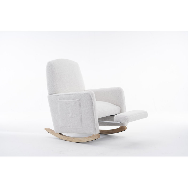 Chaise berçante en coton et lin, Ivoire ivoire