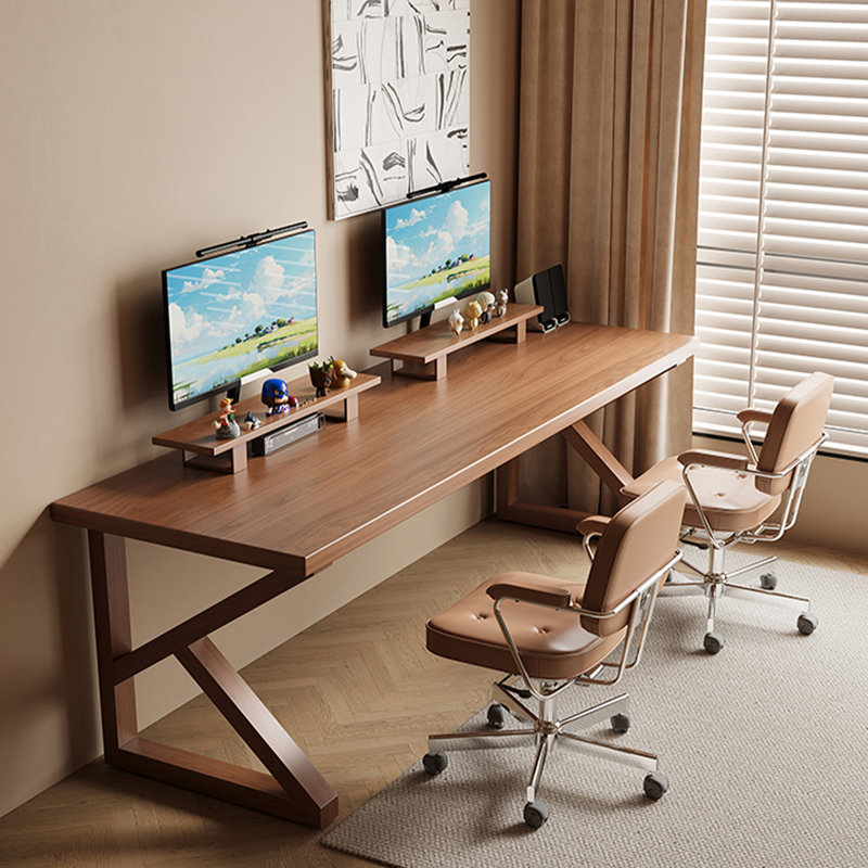 Bureau rectangulaire en bois massif de couleur noyer foncé, H 29,53 po x l 62,99 po x P 27,56 po, Noyer foncé