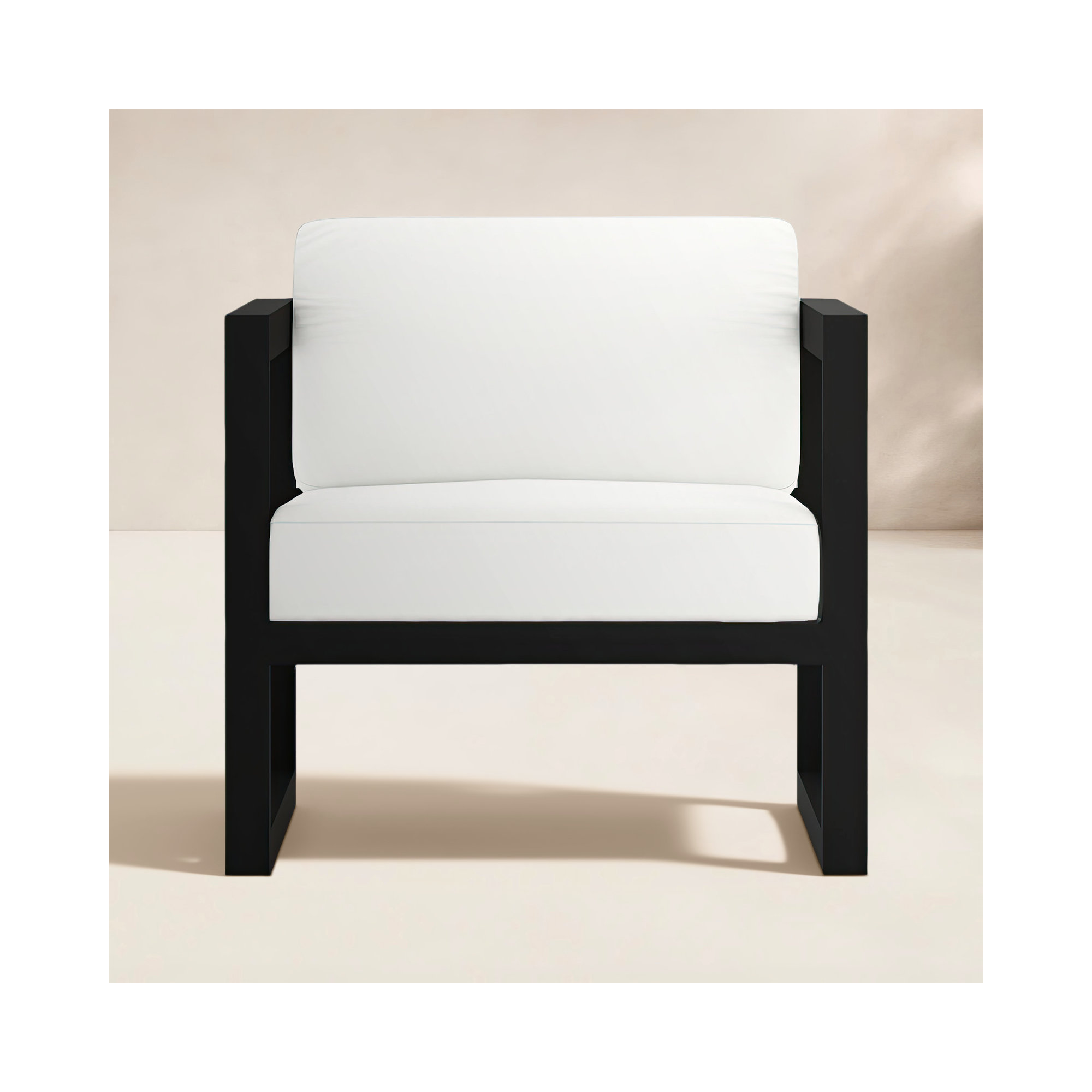 Smith Outdoor Lounge Chair with Sunbrella® Cushions, Black, Canvas Natural