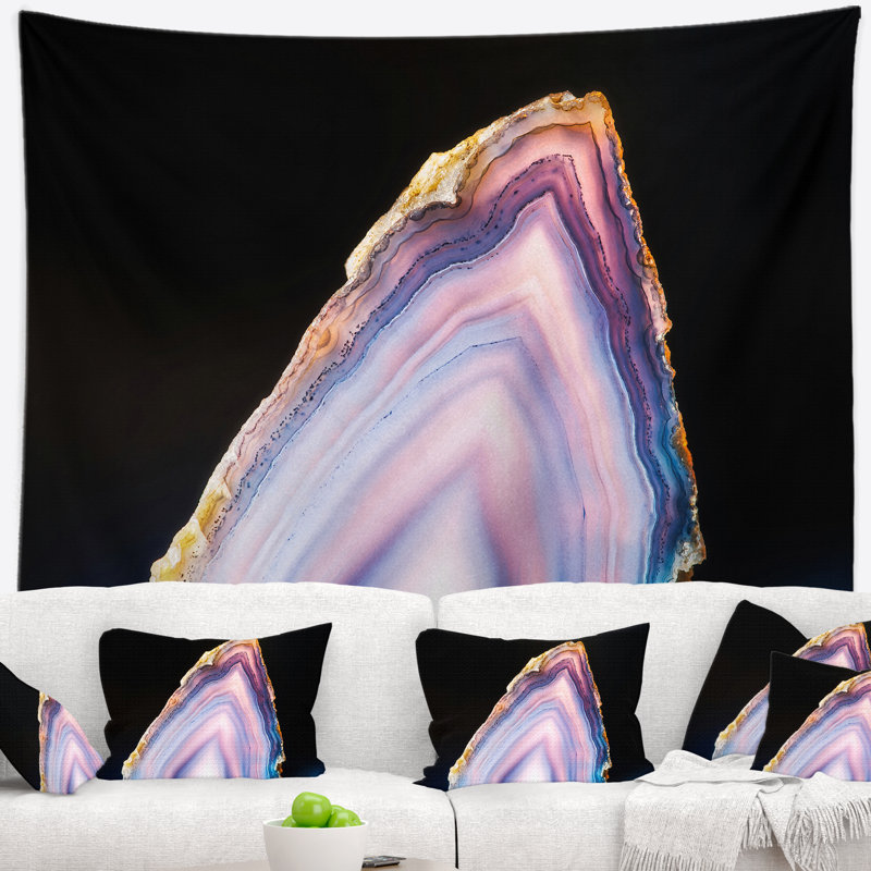 Tapisserie abstraite, belle tranche d'agate, H 50 po x l 60 po
