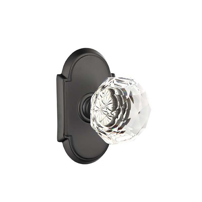 Ensemble de boutons de passage Emtek avec rosette et bouton en verre n ° 8, Dos plat