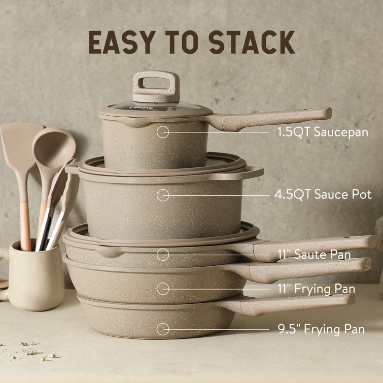 CAROTE Pots and Pans Set Nonstick, 11 Pcs Induction Cookware