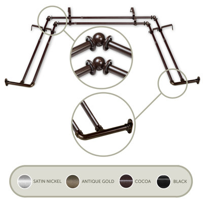 Alecs Adjustable Bay Window Double Curtain Rod