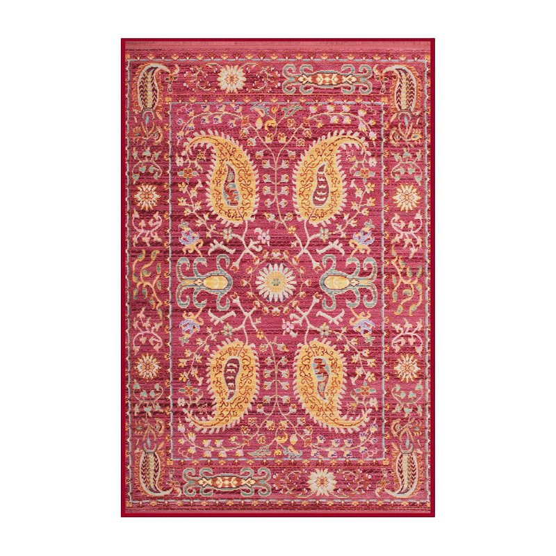 Tapis traditionnel rose / rouge / orange, Rectangle 2 pi x 3 pi
