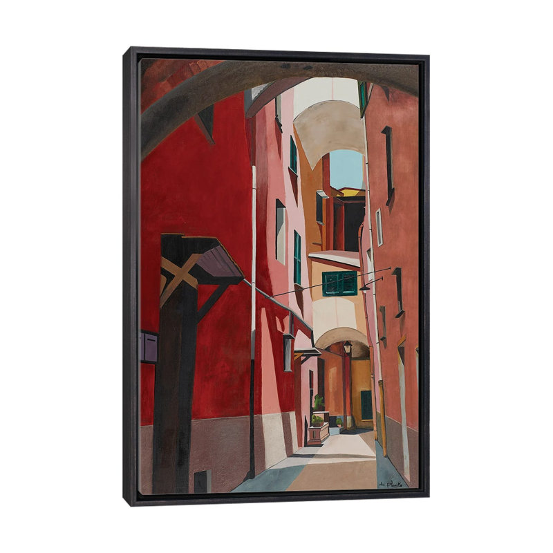 Porto Maurizio, Italy, Distressed Black Floater Framed Canvas, 26" H x 18" W x 1.5" D, No Mat