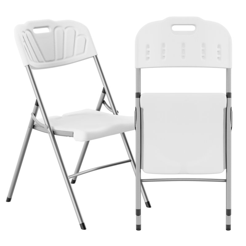 Ensemble de 2 chaises pliantes, plastique blanc