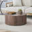 Walnut Cylindrical Coffee Table-491518431