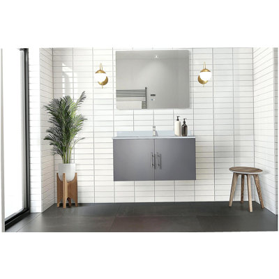 Bath sink with faucet set and LED mirror