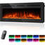Foyer électrique encastré 60 po, flamme DEL 12 couleurs avec écran tactile et télécommande-1578525788