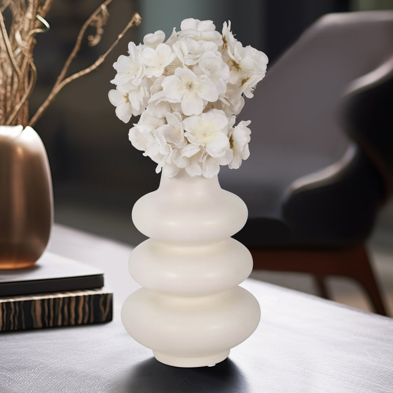 Decorative Vase, Off White, 9" H x 6" W x 6"D