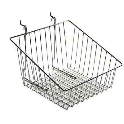 8"H Sloped Chrome Wire Basket, 2-Pack
