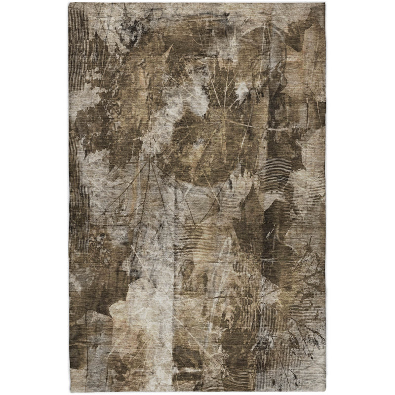 Premium Machine Washable Dream Shag ADS560 Floral Rug, Taupe, 9' x 12'