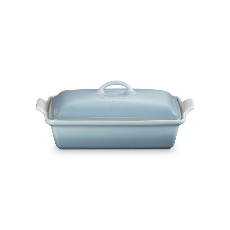 White Stoneware Non-Stick Rectangular Casserole with Lid