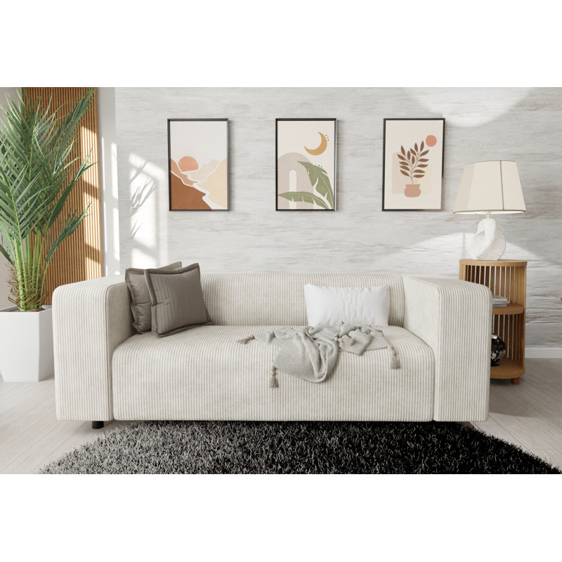 Sofa Sofie in Cord Fabric and Modern Style with comfortable seat, Beige, 2