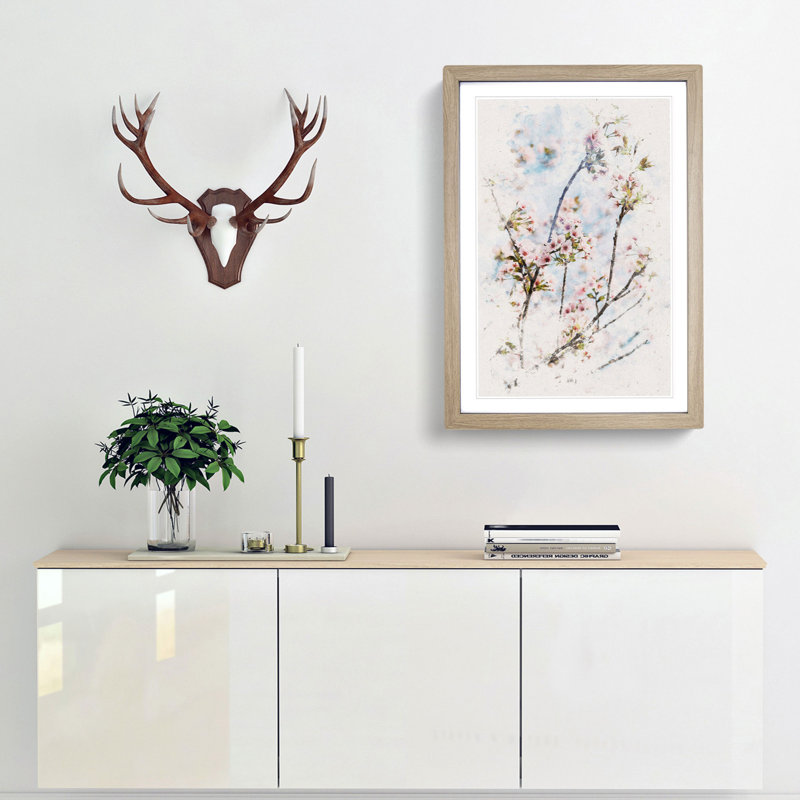 Cherry Blossom Tree - Picture Frame Painting Print, Oak Framed, 33cm H x 24cm W x 2cm D