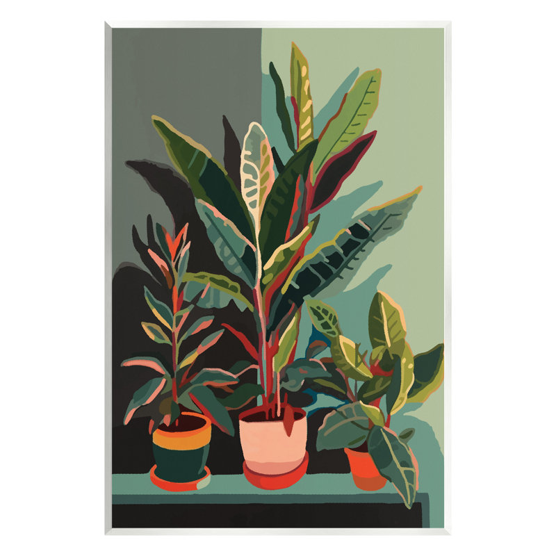 «Az-509-Wood Modern Pots Plants On Canvas» par Ziwei Li, reproduction, H 15 po x l 10 po x P 0,5 po
