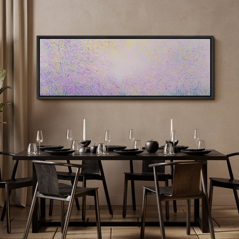 Abstract Purple Wildflowers - Oversized Framed Wall Decorations Canvas Print, 20" H x 60" W, Black