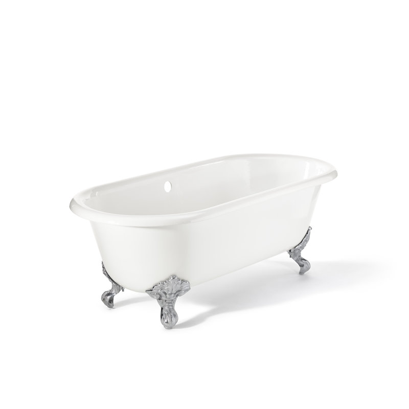 Regal 61'' L Soaking Bathtub, Chrome, White Interior with White Exterior