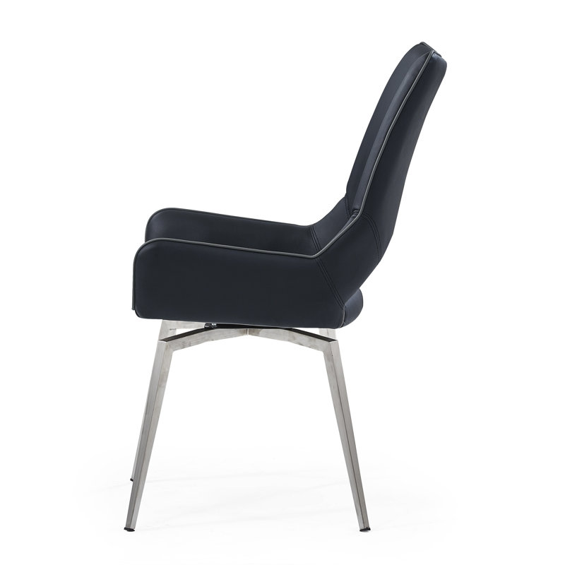 2 Black Dining Room Chairs With Swivel Function - Solid Back, Rectangular, Casual Seating Option ( Of 2) Mechanism, Rectangular Shape, Style
