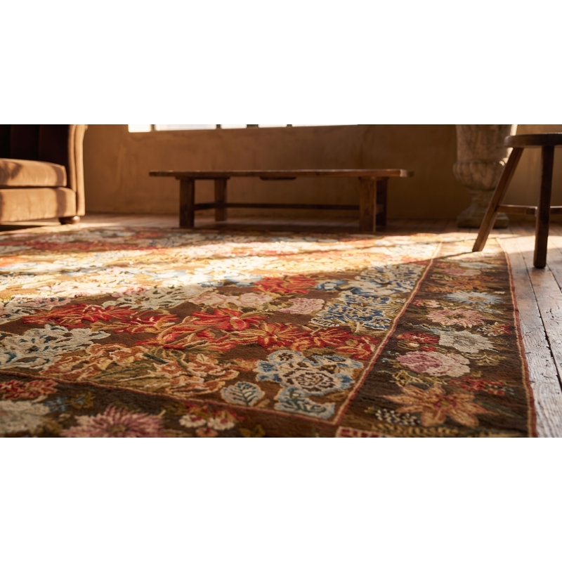 Antique Allover Floral Flat Weave Rug