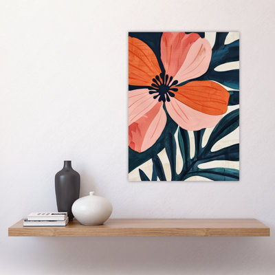 Abstract Flower Bloom Coral Pink Floral Wall Art Print
