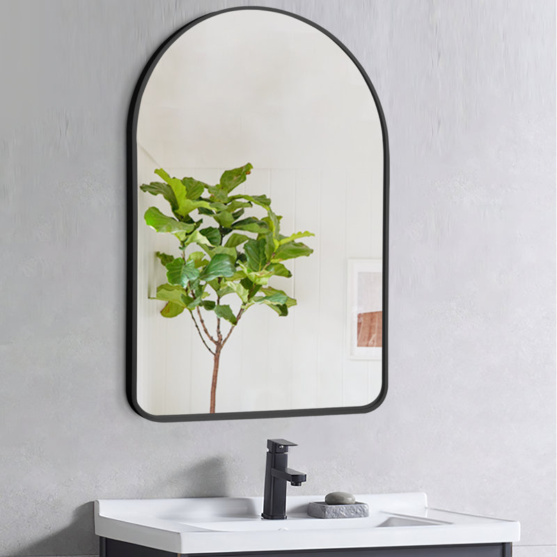 Alessandrina Metal Flat Wall Mirror, Black