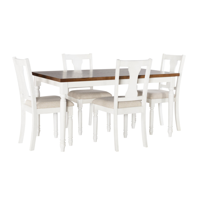 Ensemble de salle à manger 5 pièces Io, Brun / blanc vanille
