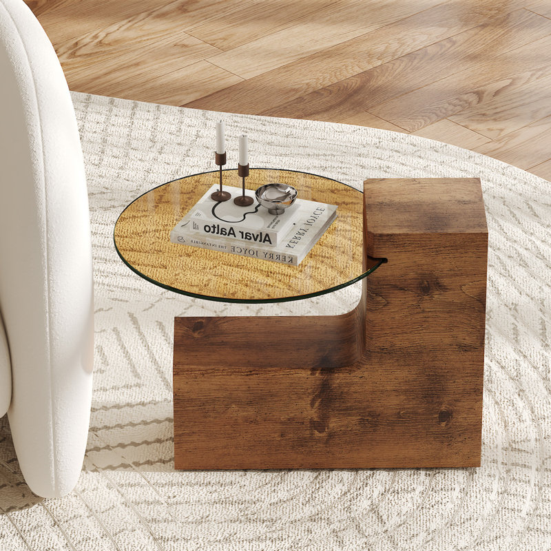 2-Piece Modern Round Nesting Coffee Table Set For Home & Apartment, 29.9" H x 29.9" L x 17.3" W, Wood