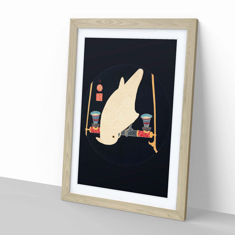 White Macaw by Ito Jakuchu - Picture Frame Graphic Art Print, 91cm H x 60cm W x 2cm D, Oak