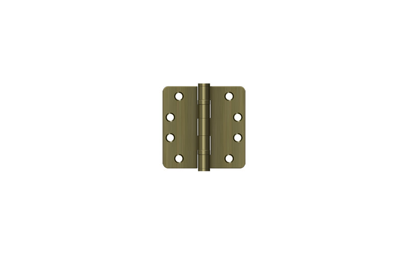 Deltana S44R4HDB5 4" x 4" x 1/4" Radius Hinge, HD, Ball Bearings in Antique Brass Pair, Antique Brass