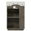 Meuble-lavabo moderne de 55 cm (21,6 po), lavabo en céramique, autoportant, gris foncé, imitation bois, portes à fermeture amortie, porte-papier hygiénique, rangement latéral, étagères fixes, rangement intelligent autoportant pour petites salles de bain.