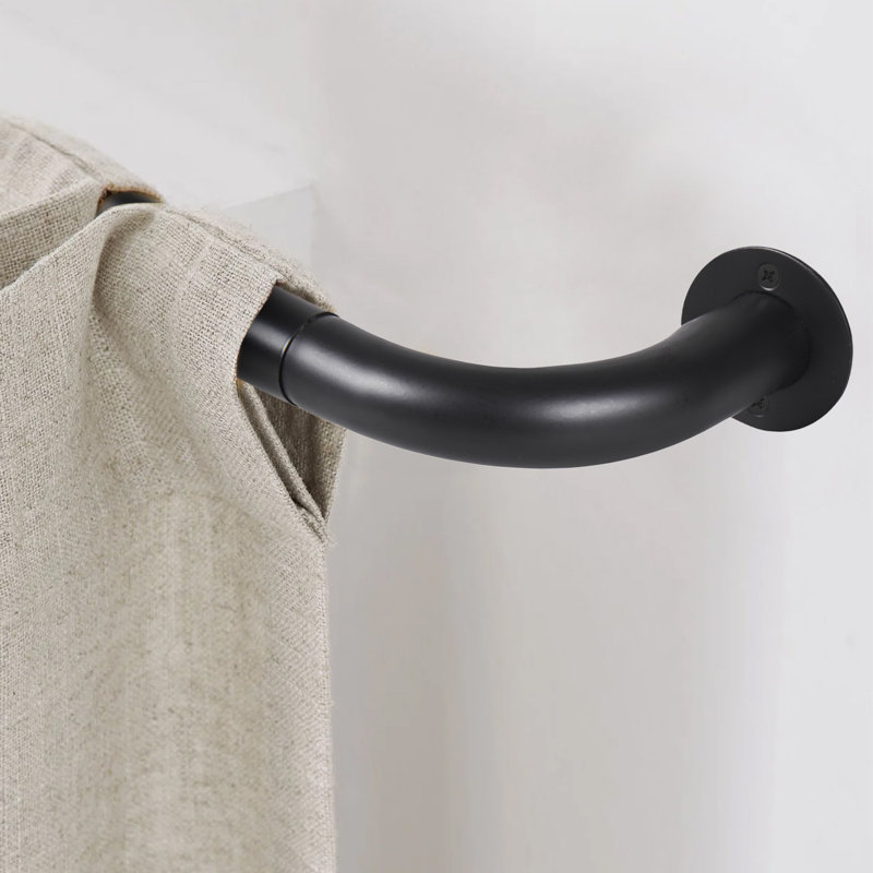 Blackout Adjustable Curtain Pole & Hardware Set, Matte Black, 120-210cm