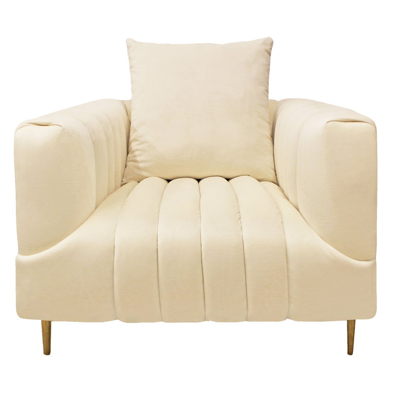 Gleaves Velvet Accent Chair, Ivory Velvet