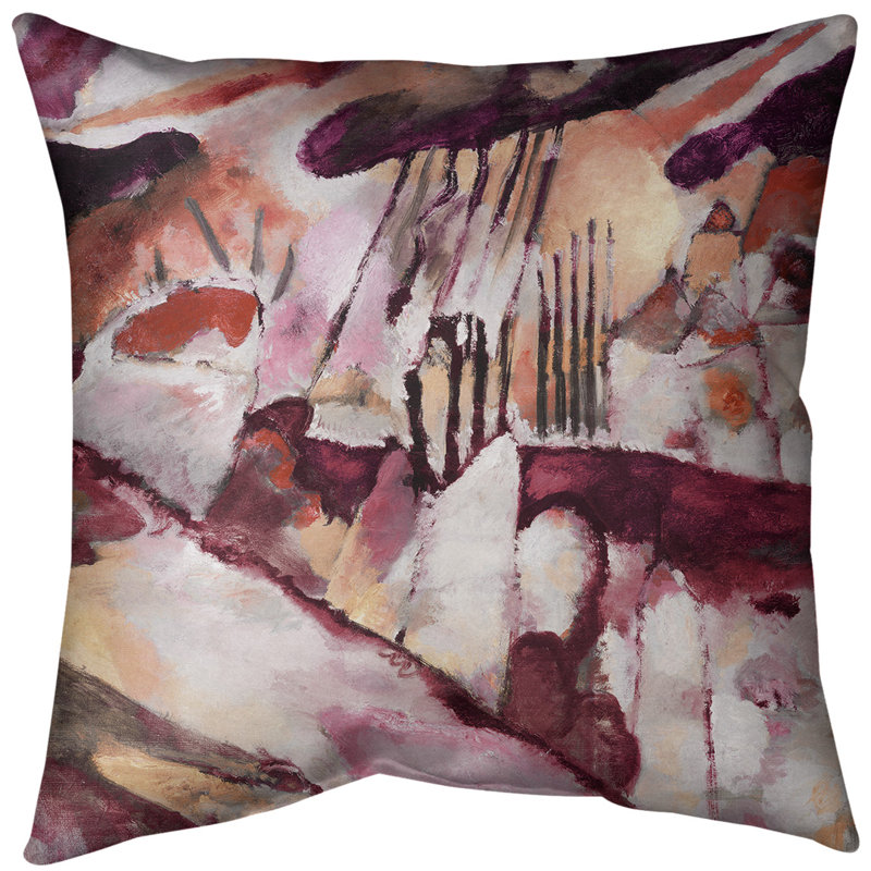 Oreiller avec coussin de pluie paysage, Rouge, Polyester sergé