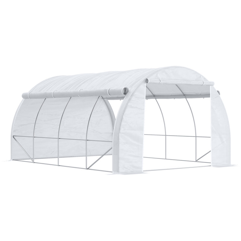 Kael Traditional Polytunnel Greenhouse With Steel Frame And Roll-Up Windows